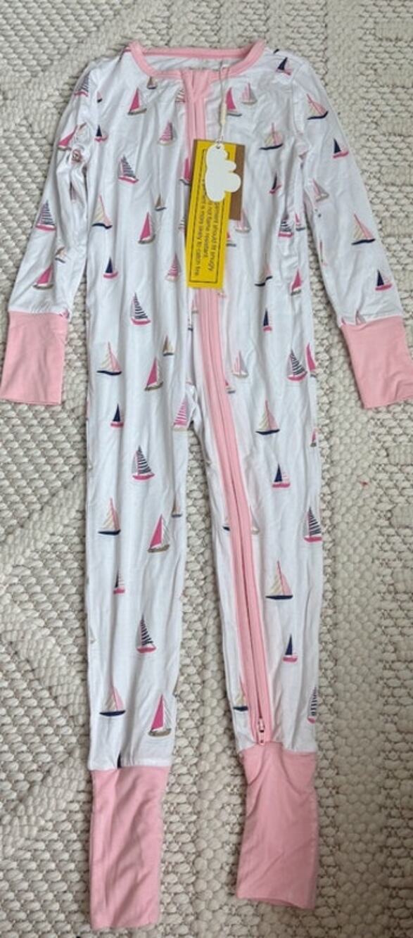 NWT Angel Dear Baby Girl Pink Sailboats Zipper Romper Size 18-24 Months